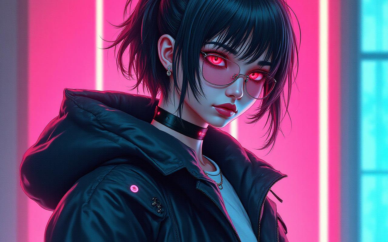 Hero character design with vibrant neon lighting