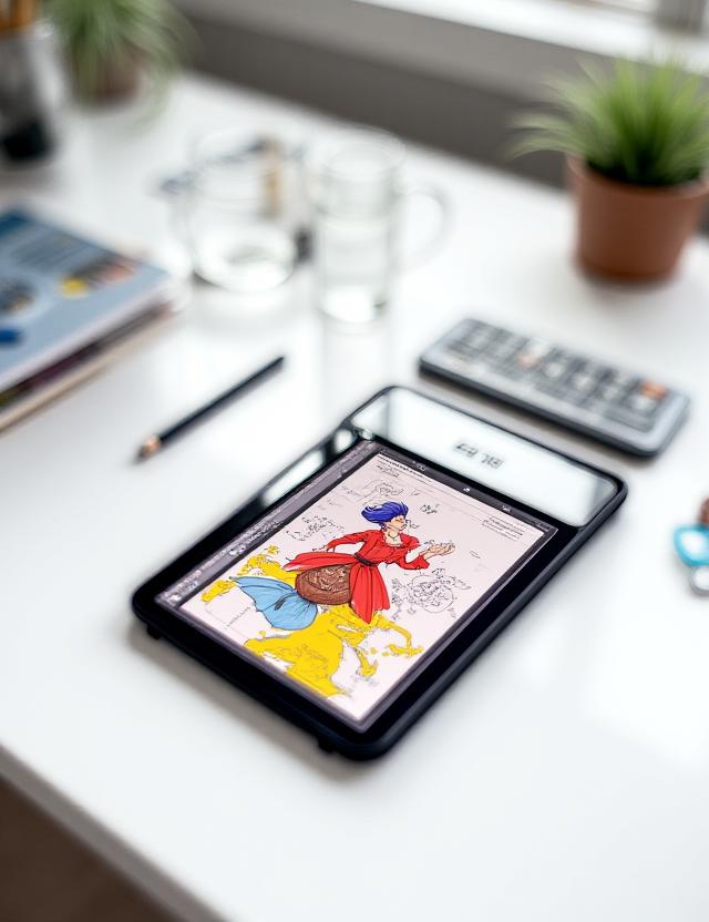 Digital illustration workspace with iPad Pro and Procreate